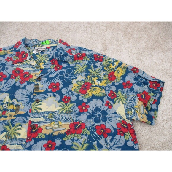 Disney Parks Shirt Mens Large Mickey Mouse Pluto Surfing Tiki Hawaiian Aloha - Picture 4 of 11